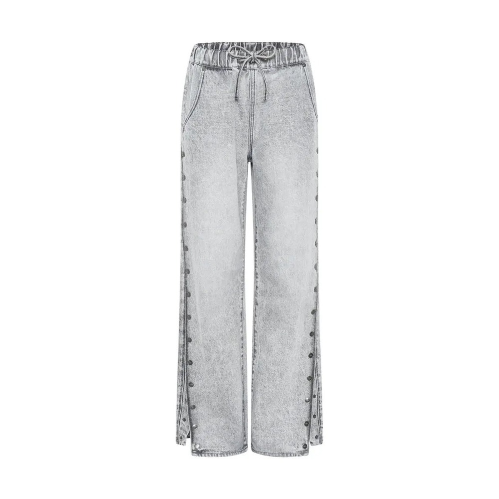 OneTeaspoon‎ Roadhouse Wide Leg Drawstring Denim Jeans Slate Acid Gray Medium